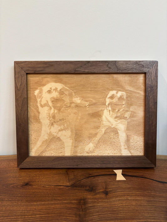 Custom Engraved Pet Portrait on Wood