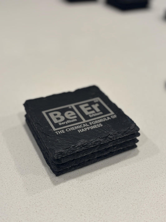 Bar Theme Slate Coasters | Engraved Drink Coasters | Set of 4